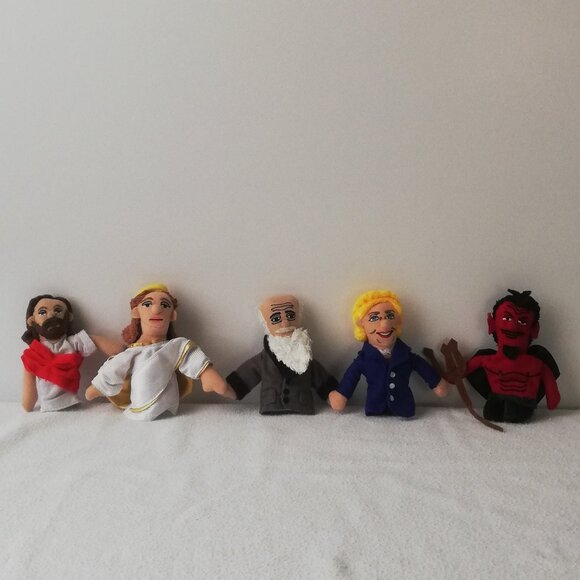 Unemployed Philosophers Finger Puppet Jesus Angel Hillary Clinton Darwin & devil - Picture 9 of 10
